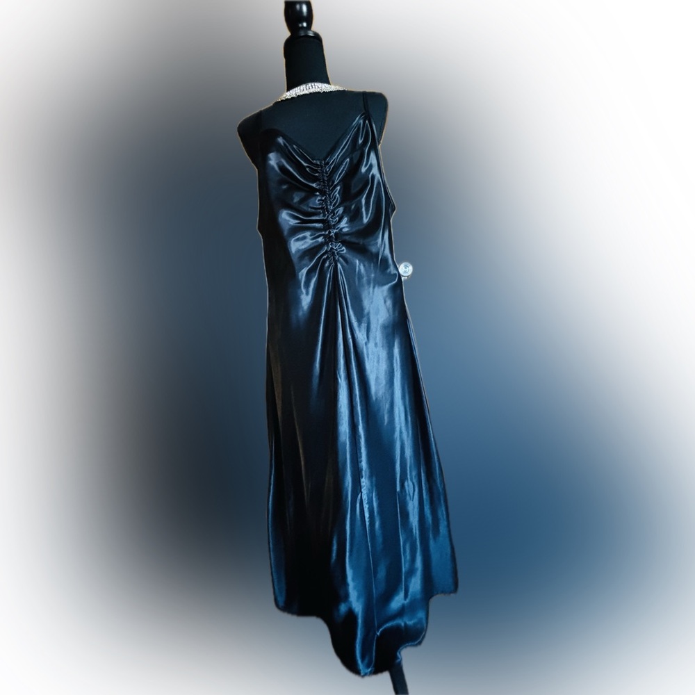 XL black satin slip maxi style dress, sleeveless